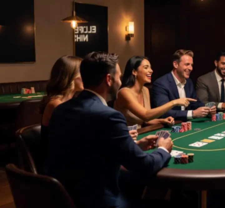 Stół pokerowy podczas eleganckiego wieczoru kasynowego zorganizowanego przez Meetoria Event